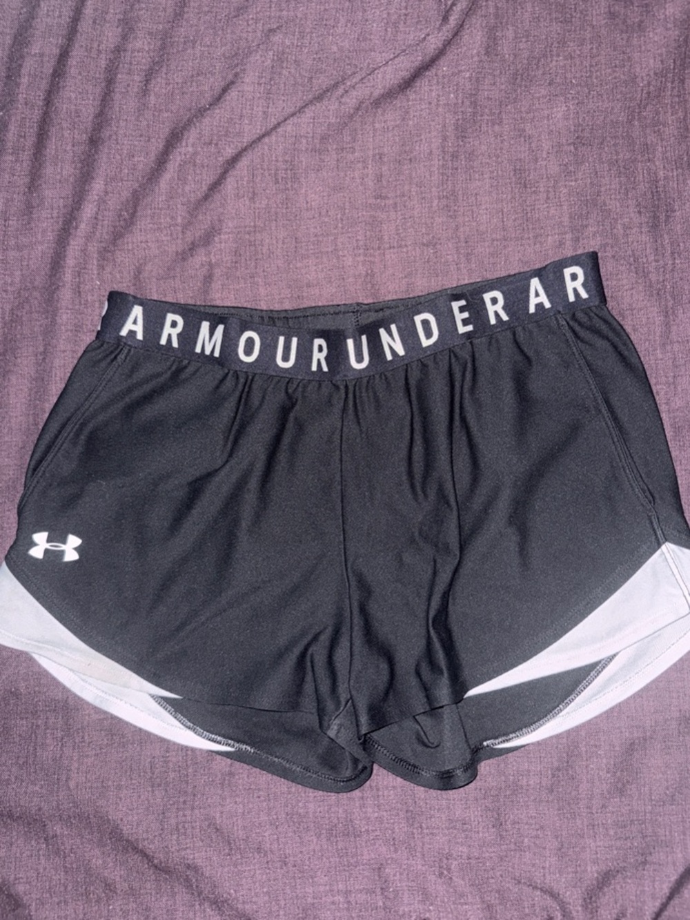 Under Armour Black FlyBy 2.0 Women's Athletic Running Shorts with White Trim
